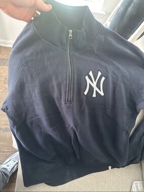 47 Brand Navy Half-Zip Pullover with White NY Logo